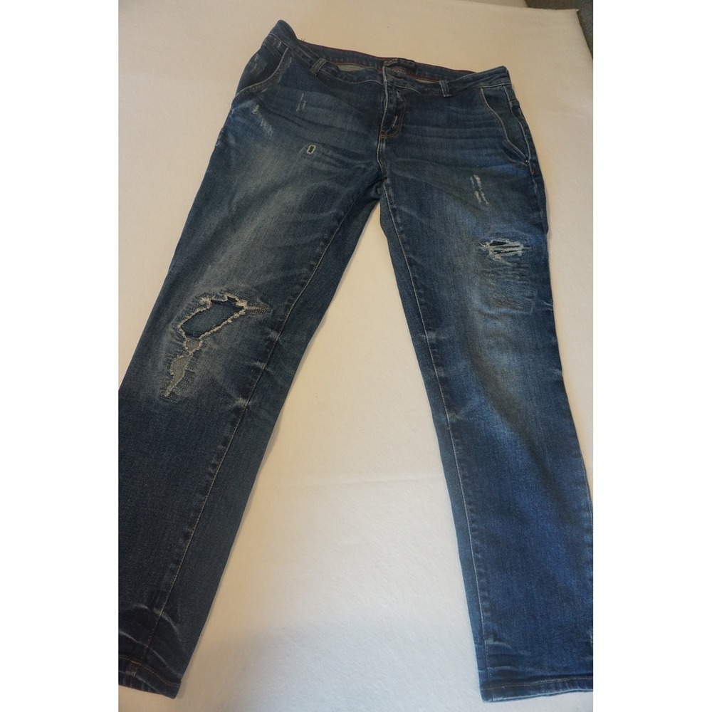 Zara Z1975 Denim Distressed Slim Blue Jeans Womens Size 10 Med Wash Rip Detail